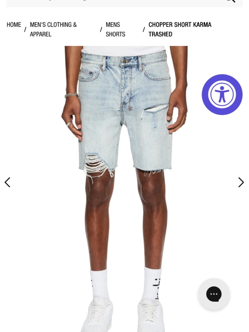 Ksubi Light Blue Distressed Denim Chopper Shorts